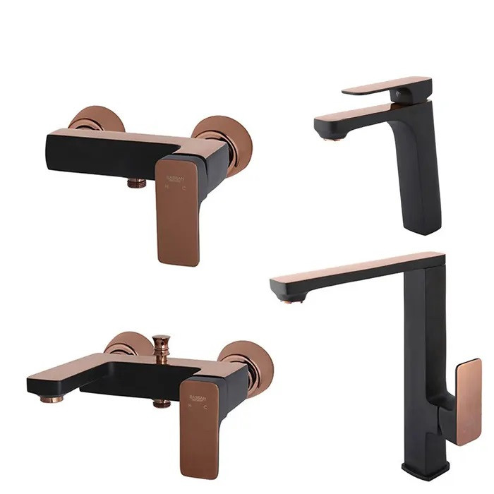 ست شیرآلات راسان مدل گارنت مشکی برنزی