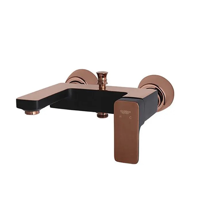 شیر حمام راسان مدل گارنت مشکی رزگلد