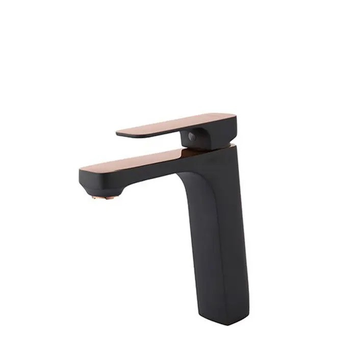 شیر روشویی راسان مدل گارنت مشکی رزگلد