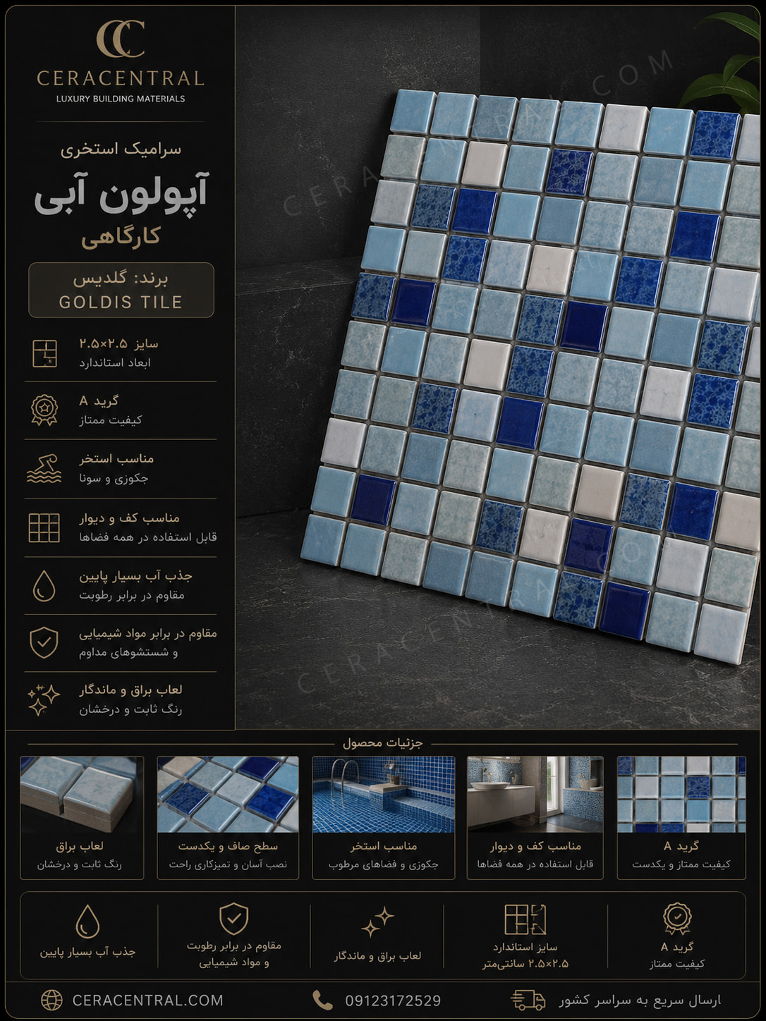 کاشی استخری آپولون گلدیس کارگاهی